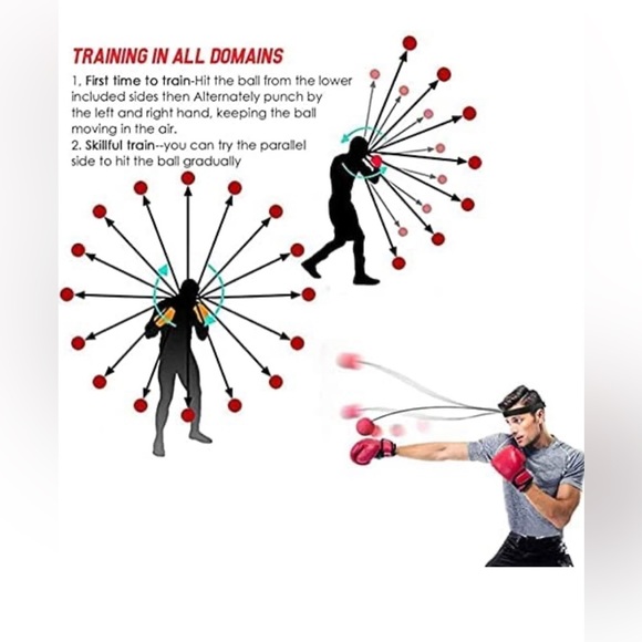 Red/Black Custom High Speed Reflex Boxing Ball Set With Headband New - Picture 4 of 8